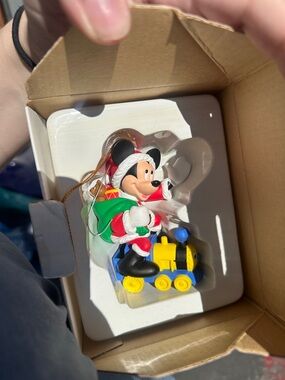 Disney Mickey Mouse Christmas Train Ornament - Red, Green, Yellow, Blue